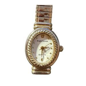 Sergio Valente Women's Gold-Tone Oval Quartz Watch with Expansion Band